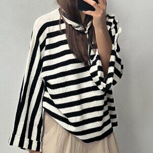 Zara Black and White Striped Sweater